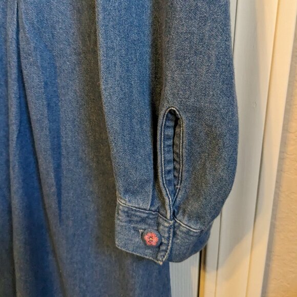 Vintage Northern Reflection Cotton Denim Embroidered Wildflower Midi Dress - Picture 10 of 13